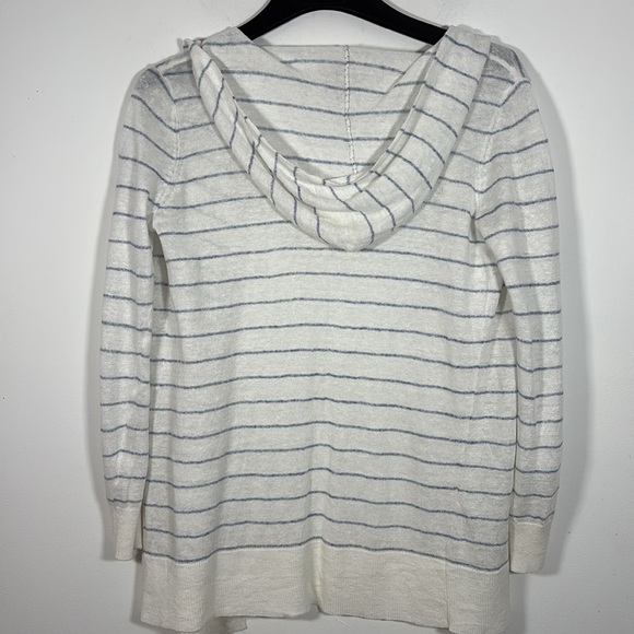 Cynthia Rowley 100% Linen Open Front Cardigan Small Long Sleeve Hooded Beachy - Picture 7 of 8
